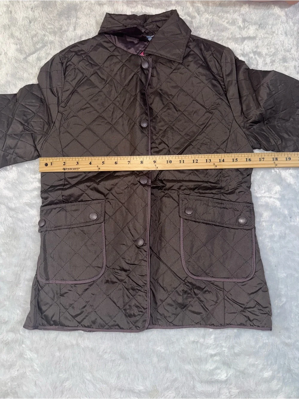 Kids Quilted Black Puffer Jacket with Button Closure and Patch Pockets